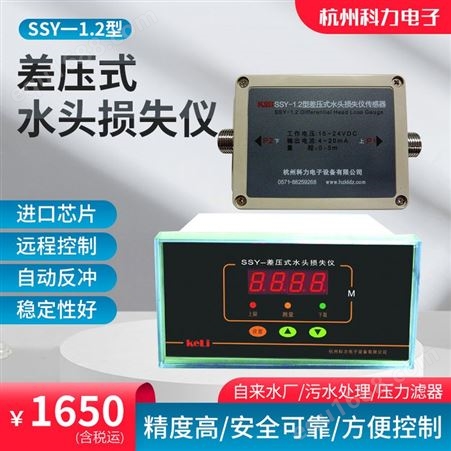 SSY-1.2差压式水头损失仪厂家 型号 SSY-1.2 远传型水位控制仪表