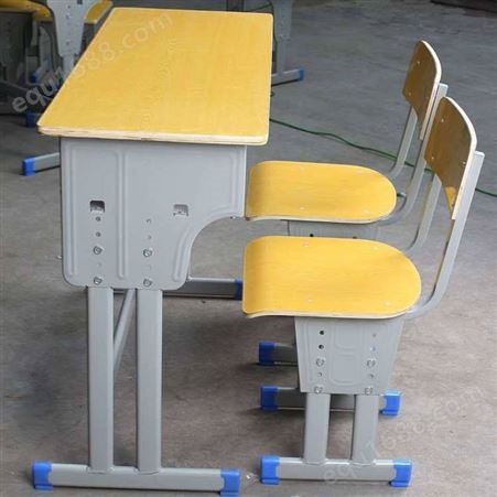 双柱升降式双人课桌椅 教室校用学生课桌椅木质学校课桌升降写字桌
