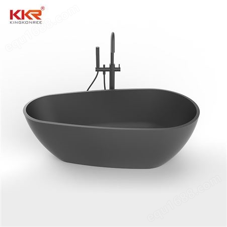 黑色哑光磨砂质感 贵妃形一体式人造石浴缸 时尚大气泡澡缸