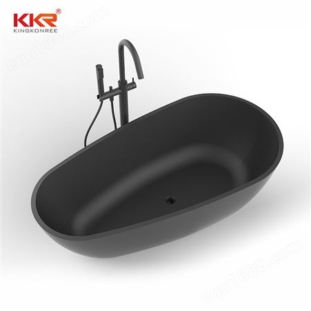 黑色哑光磨砂质感 贵妃形一体式人造石浴缸 时尚大气泡澡缸