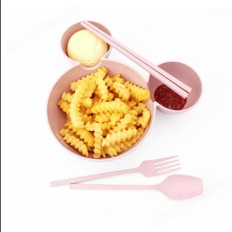 好餐聚 餐具4件套 小麦秸秆碗筷 儿童米奇 健康 好聚餐总代理商