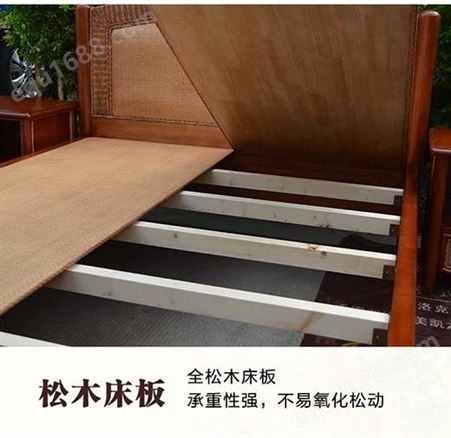 藤缘 藤编家用1.5米床 床头柜组合 舒适环保 无异味 可零售可批发
