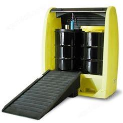 卷帘型2桶防泄漏油桶储存柜4062-YE-D，安全型