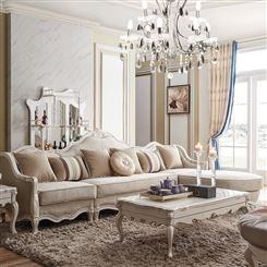 天一美家别墅家具定制简欧风格客厅时尚大气实木转角沙发