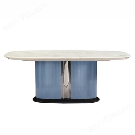 天一家具A&X进口家具轻奢鱼肚白大理石餐桌椅组合设计师奢石餐台