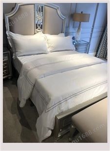星级酒店床笠床单 纯白加密缎条宾馆民宿床品 加水洗标